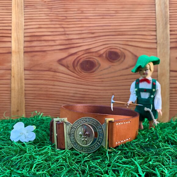 Swiss Boy Scout leather belt vintage - Picture 4 of 13